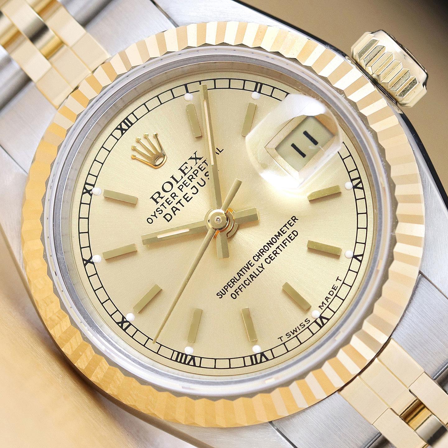 Rolex Ladies 26mm Datejust  Champagne stick jubilee Rolex Datejust 69173 Ladies Two Tone Champagne Stick Dial  main image 3