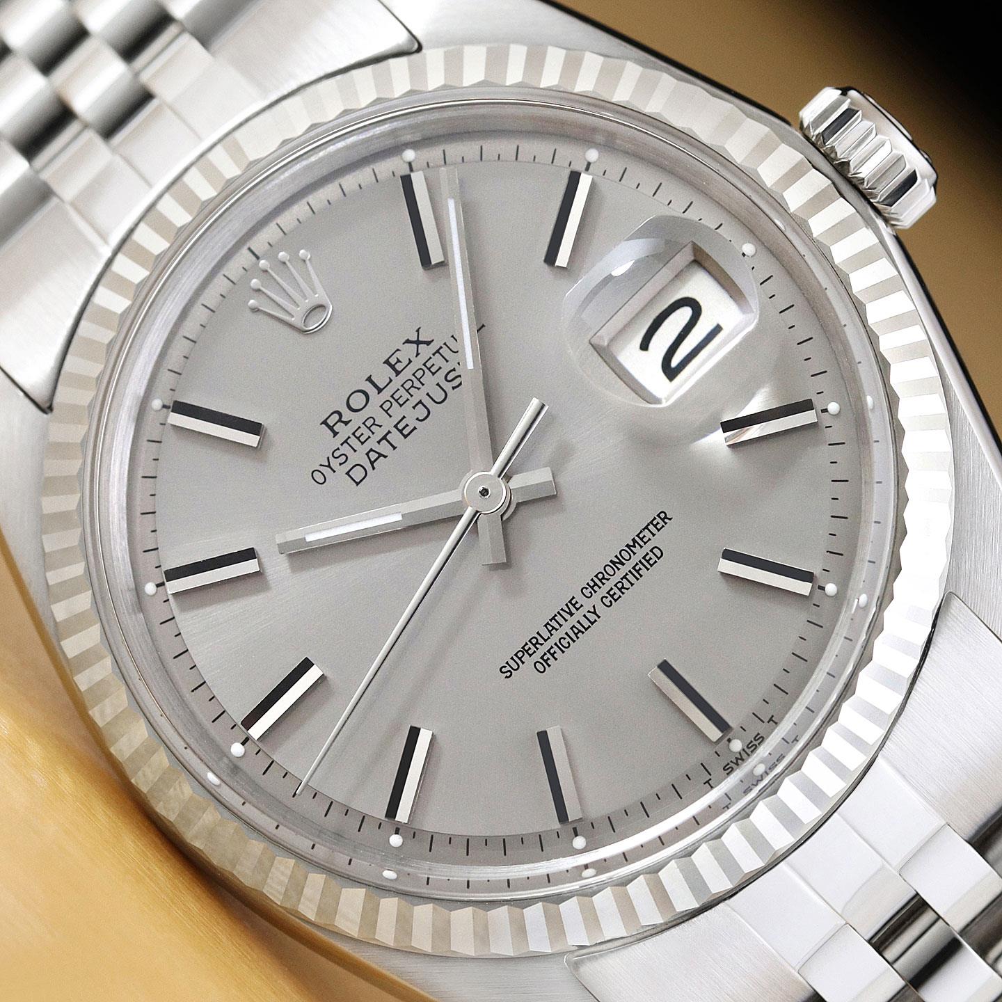 ROLEX Datejust グレー文字盤 18K ROLEX MENS DATEJUST GRAY DIAL 18K GOLD STAINLESS STEEL WATCH w