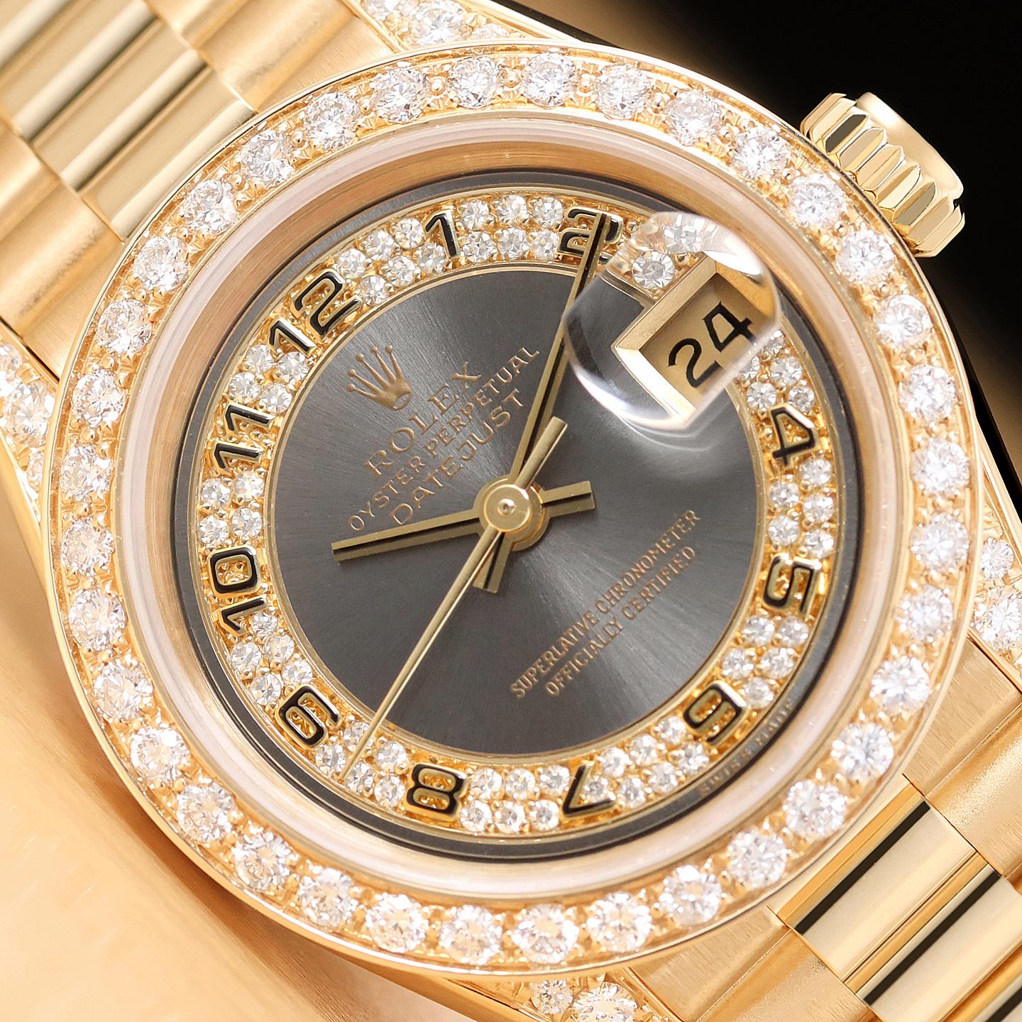 ROLEX LADIES PRESIDENT 69178 GRAY ARABIC FACTORY MYRIAD DIAMOND