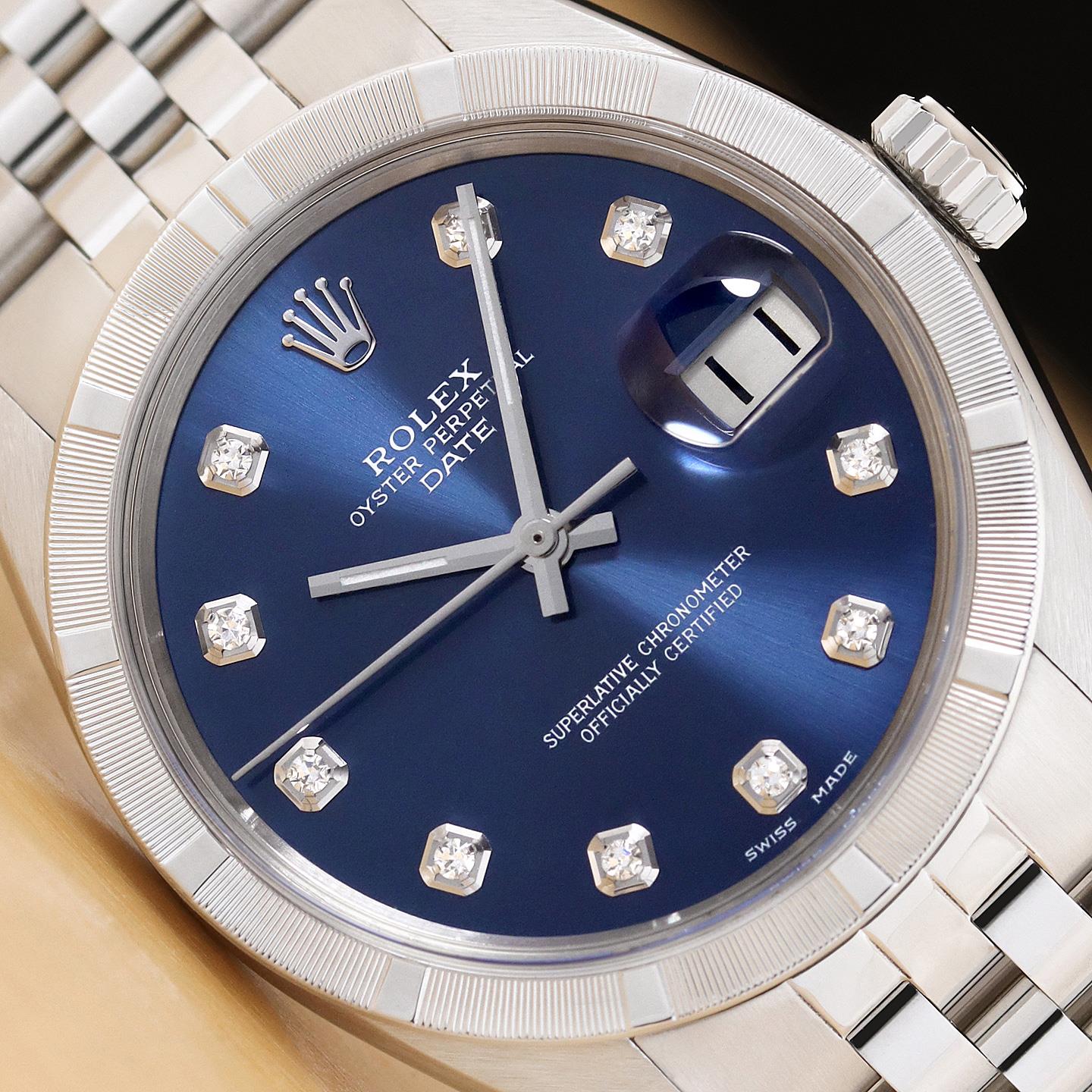 1977 Rolex Oyster Perpetual Diamond Dial Wristwatch 1977 Rolex Date ref. 1503 “Linen Diamond Dial, Diamond Bezel  main image 3