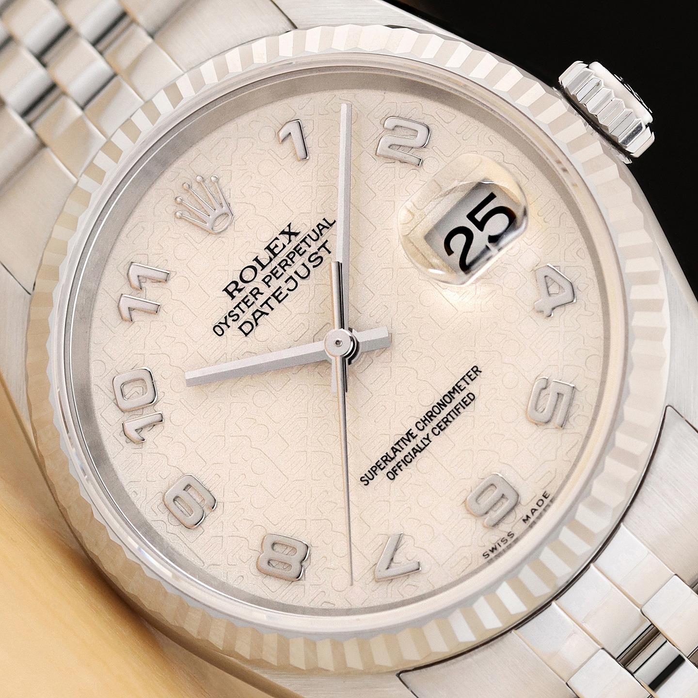 ROLEX DATEJUST 16234 CREAM ARABIC COMPUTER DIAL 18K GOLD 