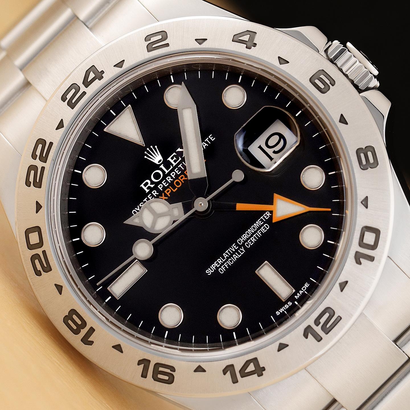 2012 CARD ROLEX EXPLORER II 216570 42MM BLACK GMT STAINLESS STEEL