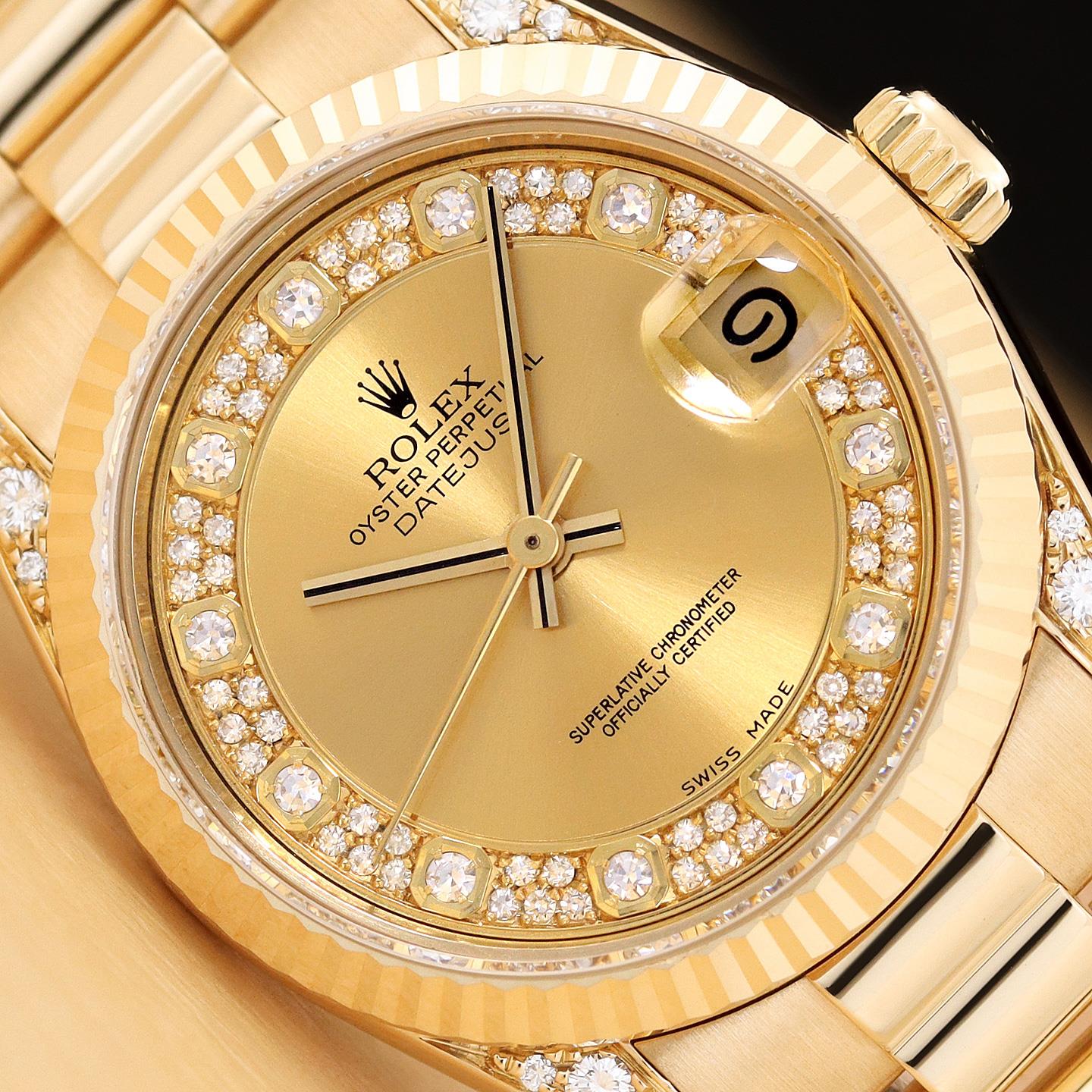 FULLSET ROLEX DATEJUST 68238 FACTORY MYRIAD DIAMOND 18K GOLD