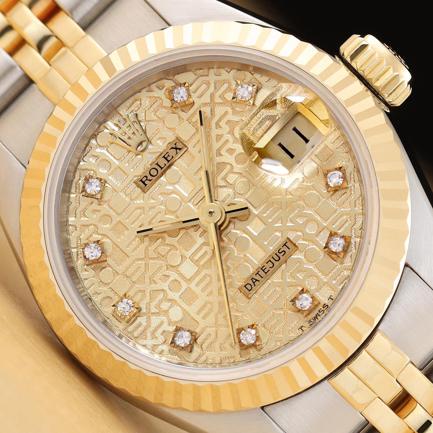 【純正品】ROLEX Datejust ゴールドダイヤル　69173 28mm ROLEX LADIES DATEJUST 69173 FACTORY JUBILEE DIAMOND DIAL 18K GOLD