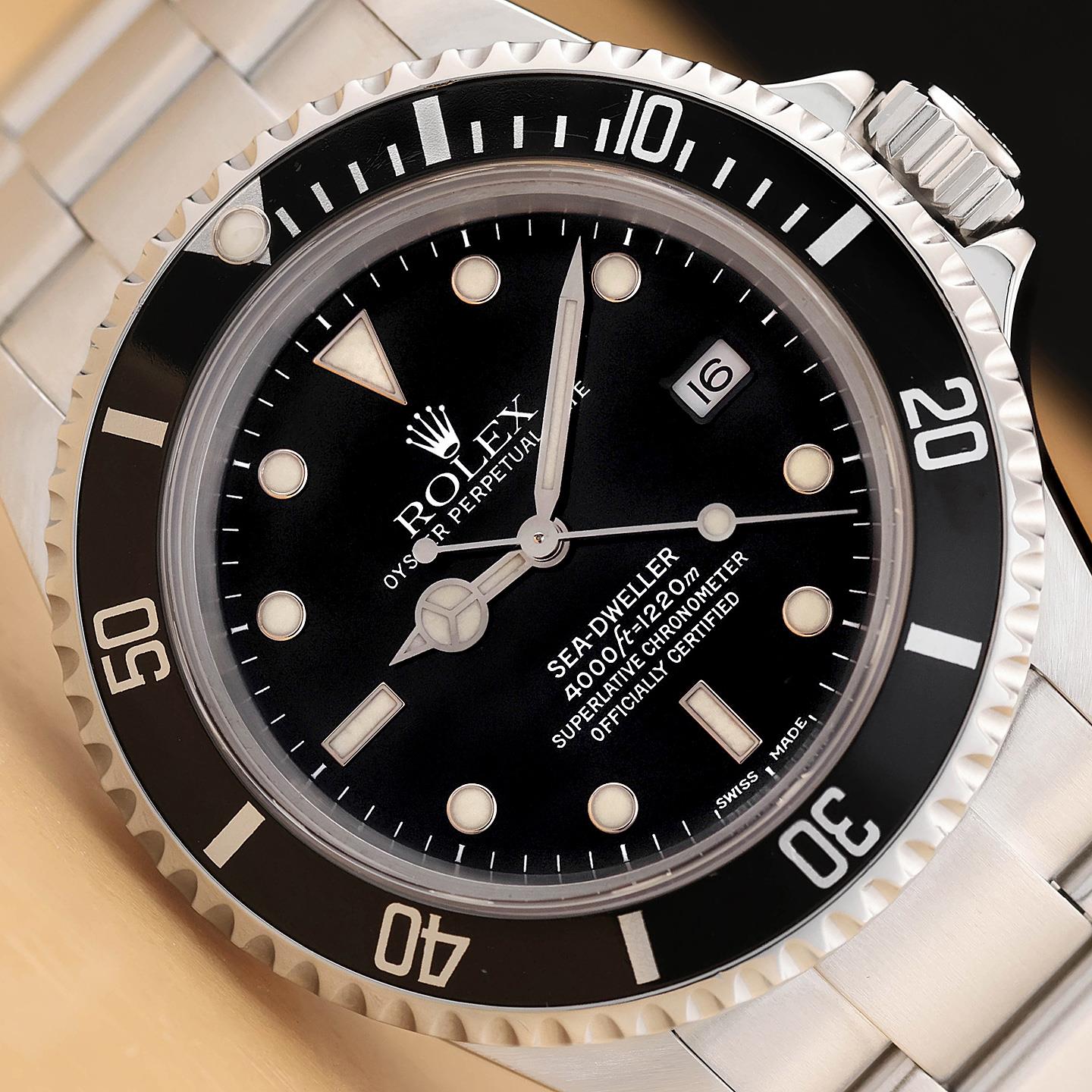 2000 PAPER ROLEX MENS SEA-DWELLER DATE 16600 BLACK STAINLESS STEEL