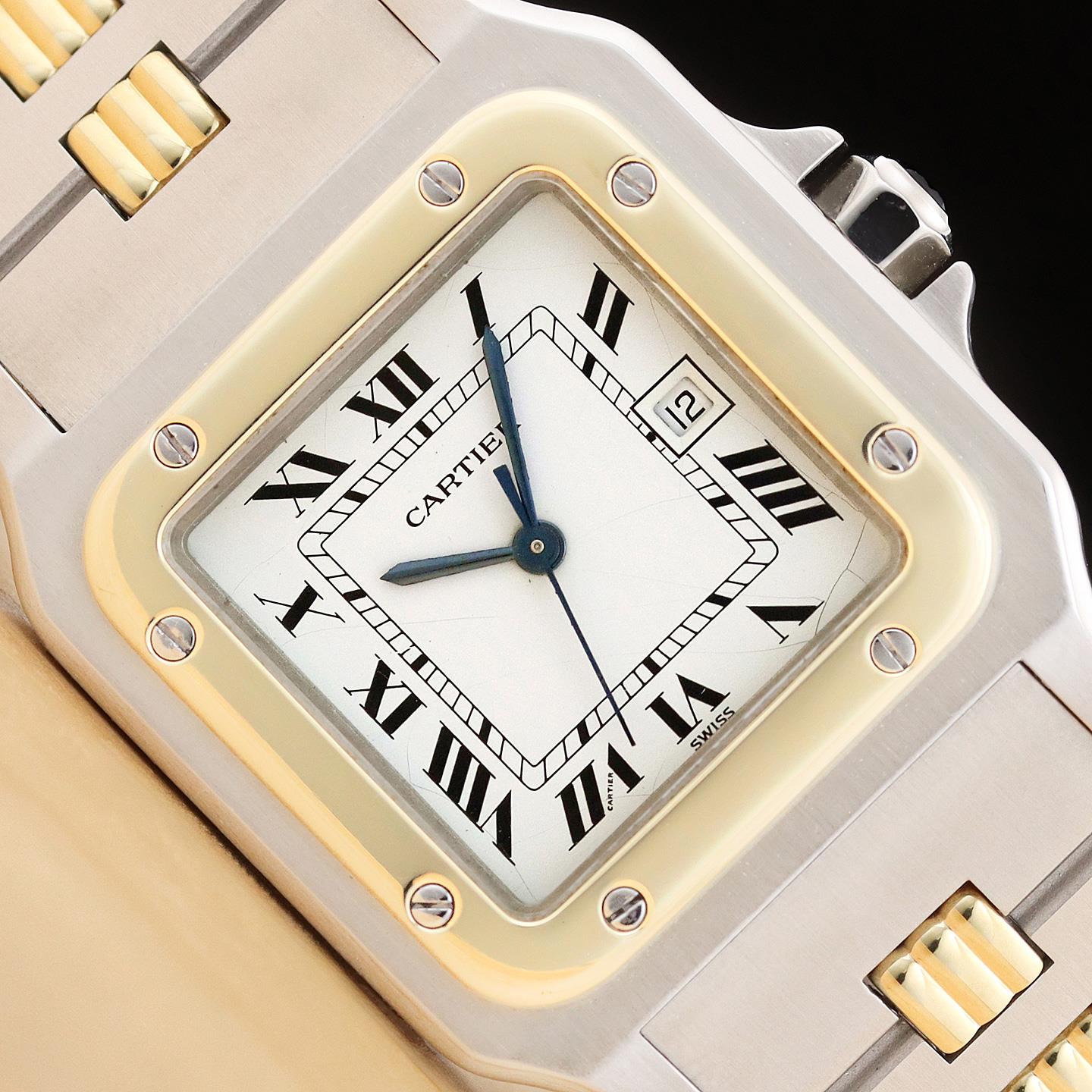 CARTIER SANTOS CARREE 2961 29MM WHITE ROMAN DIAL 18K YELLOW GOLD