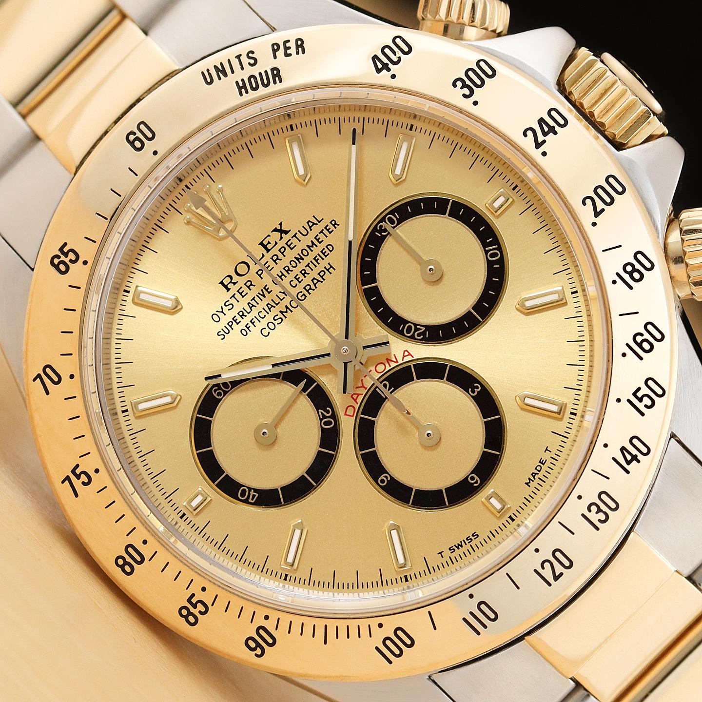 ROLEX DAYTONA COSMOGRAPH ZENITH 16523 CHAMPAGNE DIAL 18K GOLD