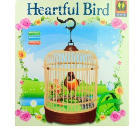 HEARTFUL BIRD ELECTRONIC SINGING MOVING CHIRPING TOY PET BIRD IN CAGE ...