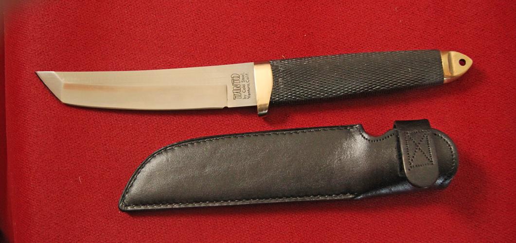 Vintage COLD STEEL 13A Tanto Fixed Blade Knife original leather sheath ...