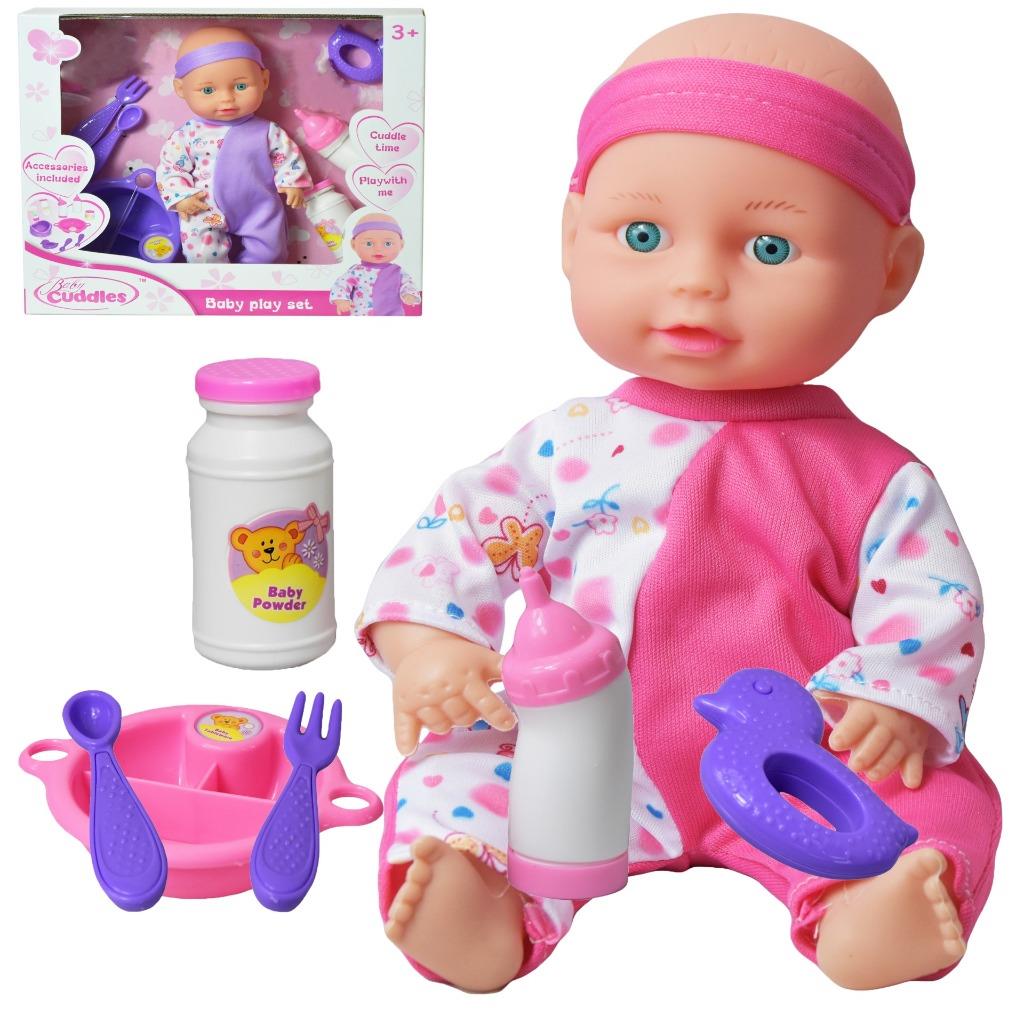 10" Baby Doll Play Set with Feeding Accessories Milk Bottle Girls Toy