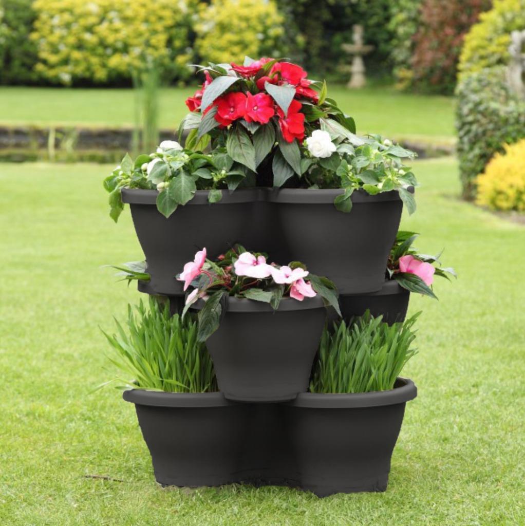 Stacking Garden Flower Pot Triple Pocket Large Vertical Planter Self