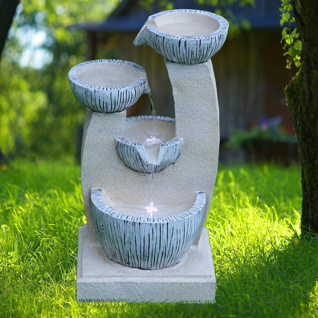 Jardin Fontaine Eau Fonction Led Interieur Exterieur Pierre Cascading Statue Ebay