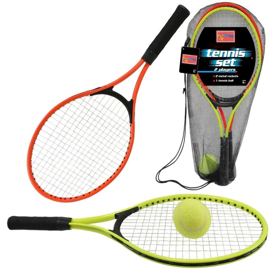 Kids Metal Junior Tennis Set with 2 Rackets & 1 Ball Outdoor Toy Raquet