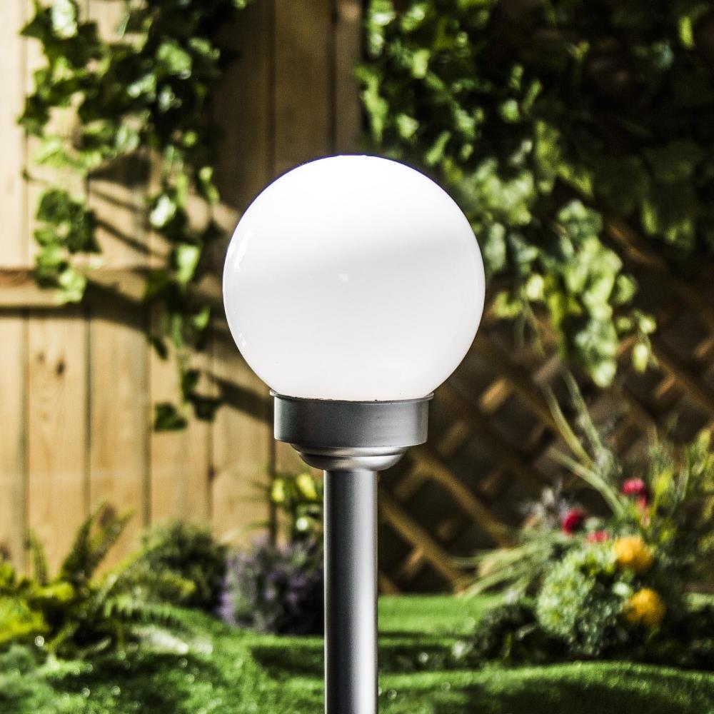 Jumbo Giant Solar Garden Stake Light Led Mood Ball Sphere Globe Post Light White Ebay