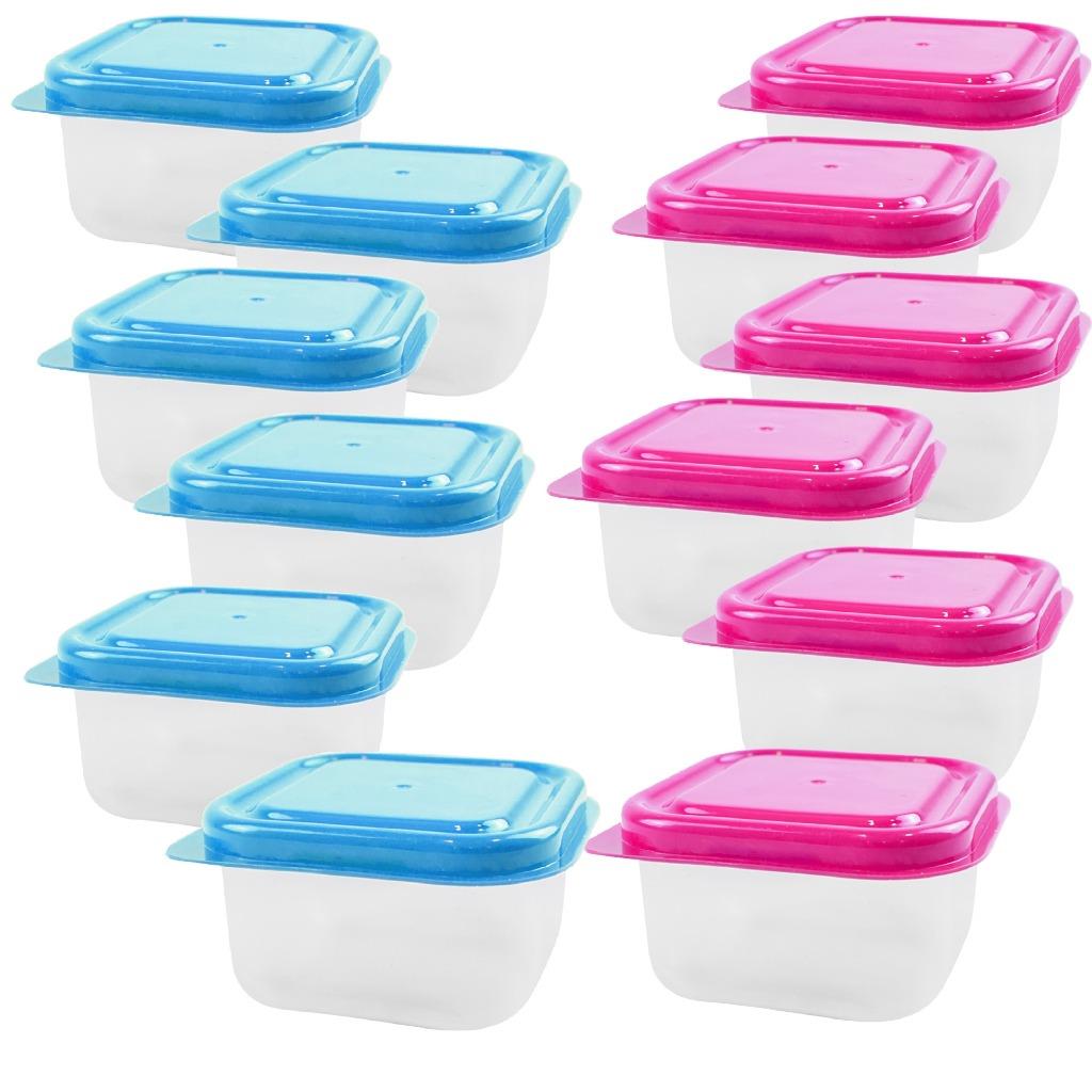 Set of 12 Mini Storage Food Plastic Containers Boxes Kitchen Pots with