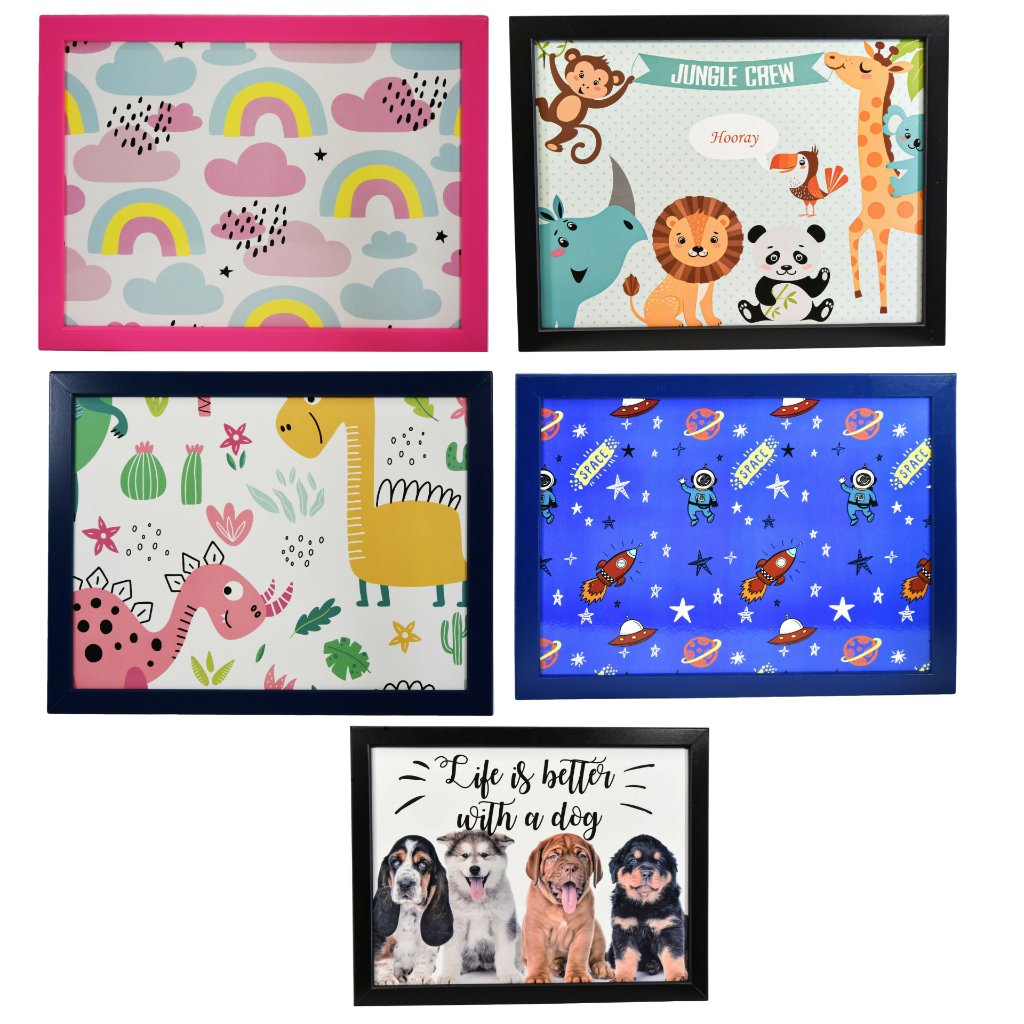 Kids Wooden Soft Padded Cushioned Bean Bag Childrens Lap Dinner Laptop