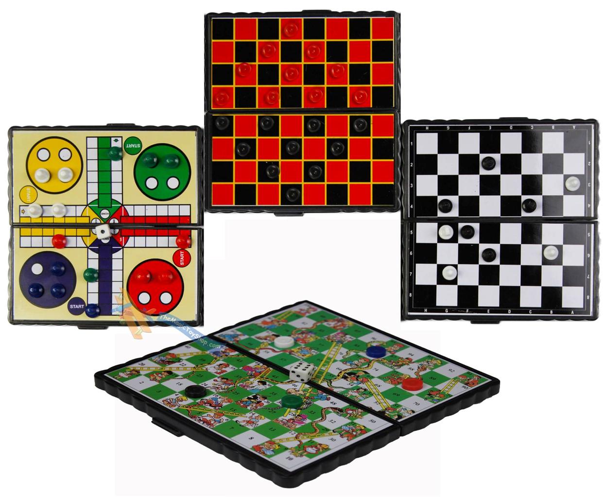 Ajedrez Damas Regalo de juegos de viaje Ludo Juegos De Mesa Magnético Serpientes /& Escalera