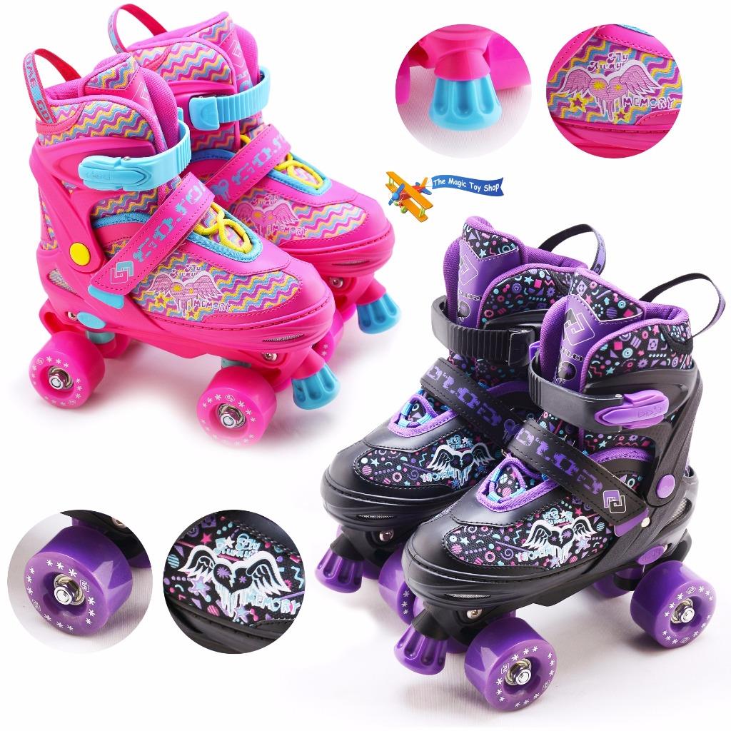 Kids Adjustable 4 Wheel Quad Roller Skates Boots Childrens Rollers eBay