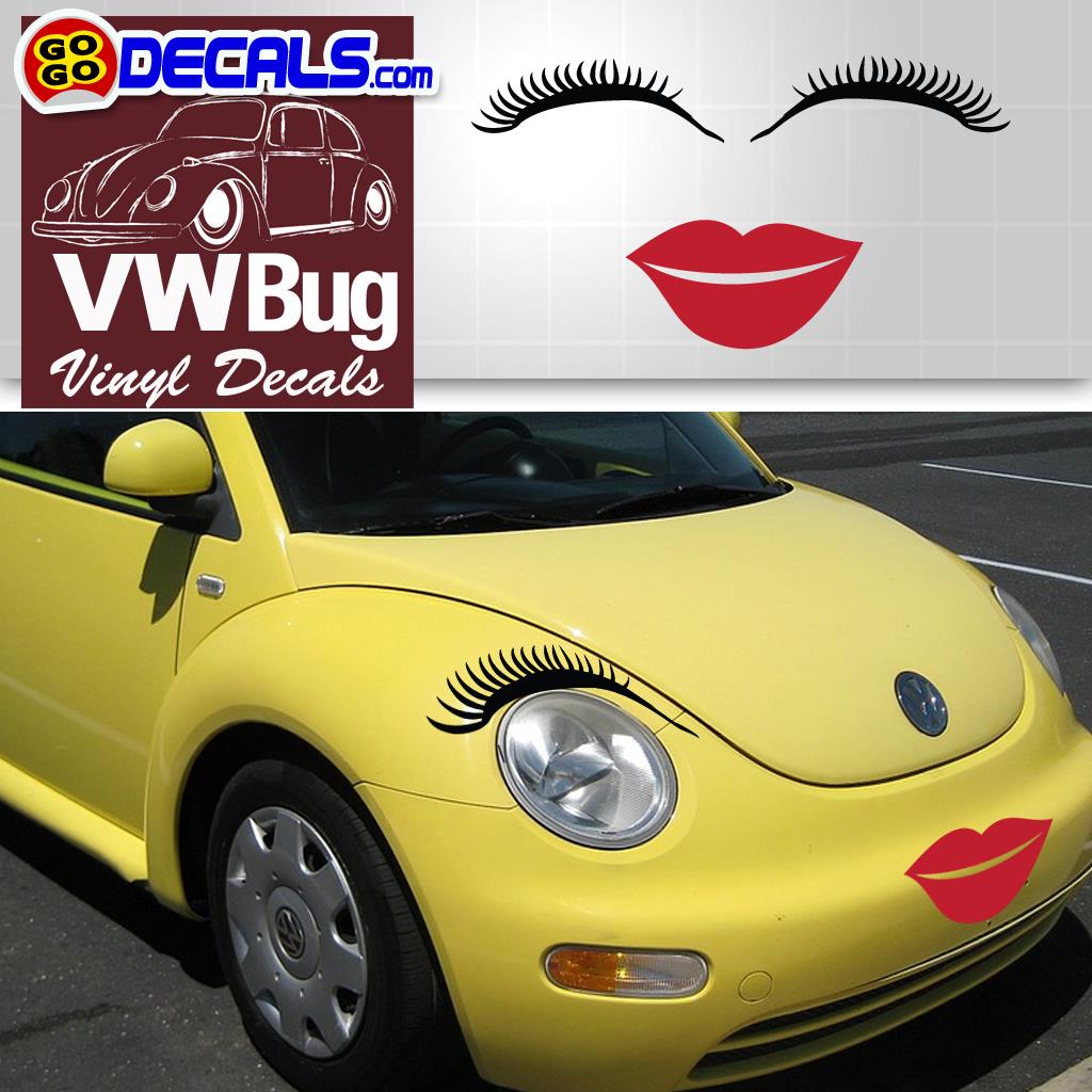 Automotive Eyelash beetle decal, Eyelash decals VW Bug, VW Beetle