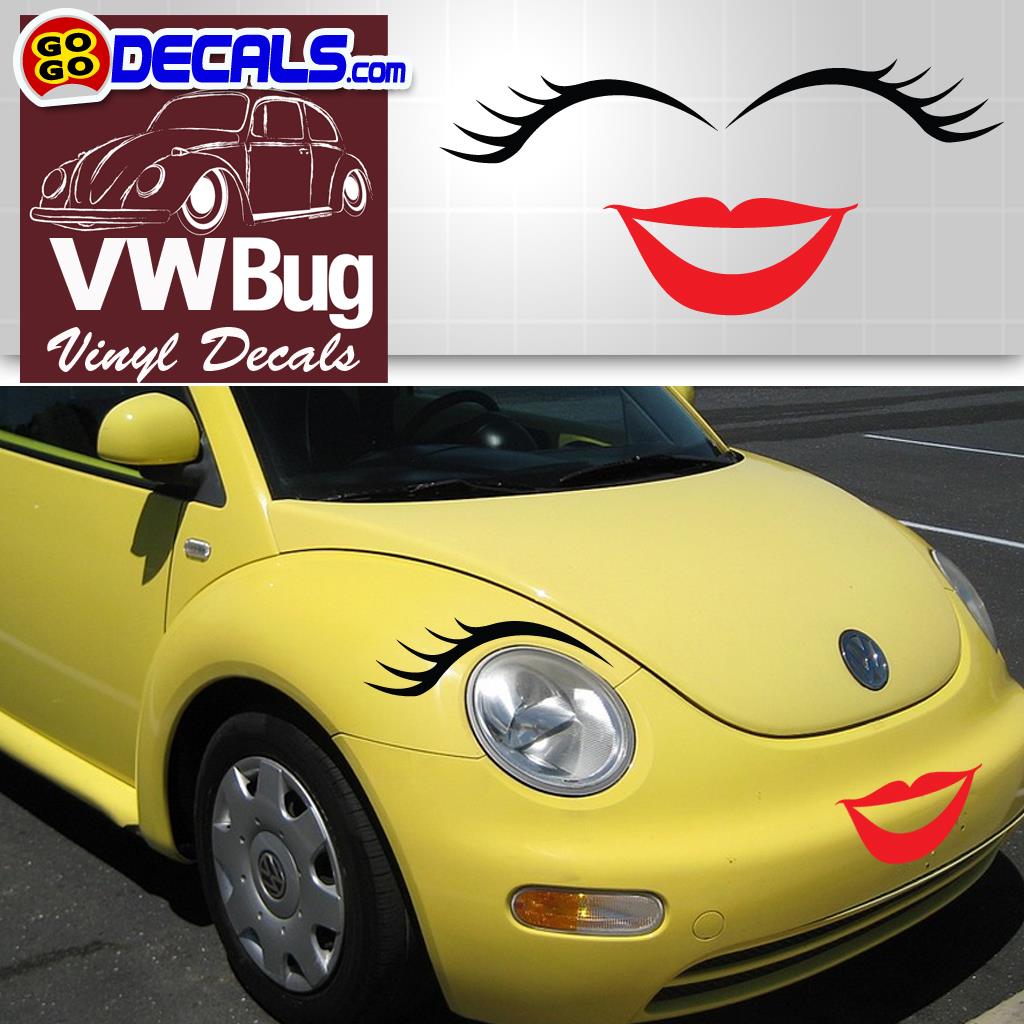 Eyelash decals VW Bug VW Beetle Eyelashes Automotive Eyelash beetle decal 