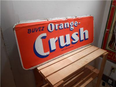 no reserve vintage orange crush cola large 39"x16" soda tin sign