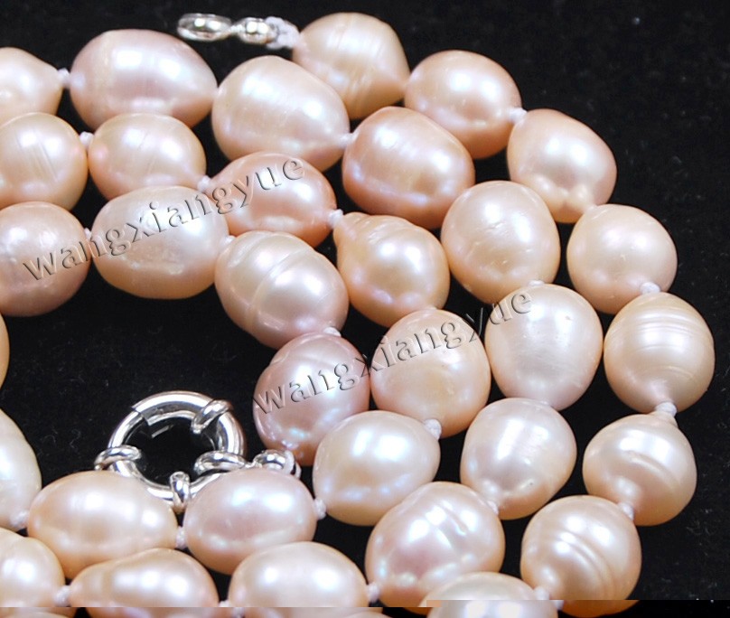 18/" 24/" 36/" 48/" 10-11mm Natural White Rice Akoya Cultured Pearl 14K GP Necklace