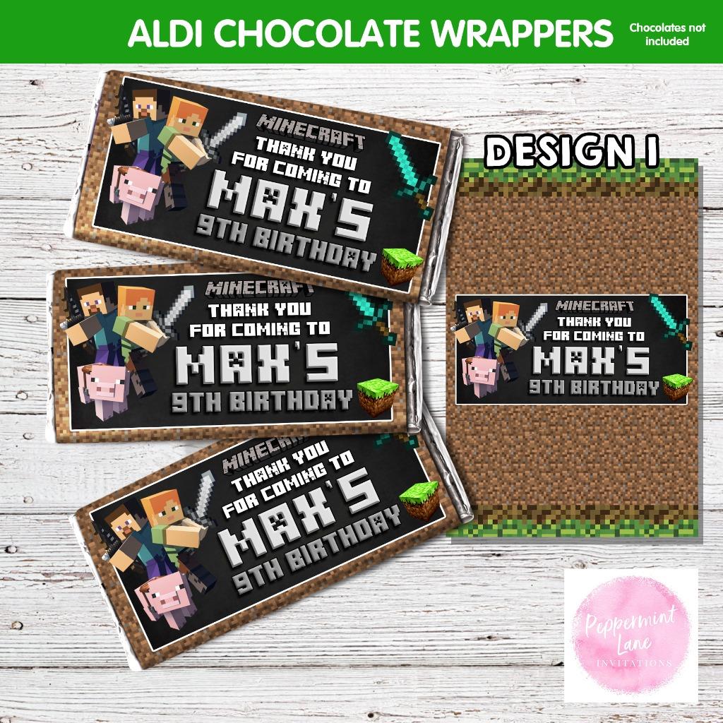 DIGITAL or PRINTED GAMER GAMING BIRTHDAY CHOC WRAPPER ALDI PARTY FAVOUR 1 - Picture 2 of 3