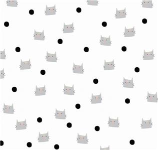 BY THE YARD Feline Drive Cat Fabric Cats /& Dots Green Meow /& Forever