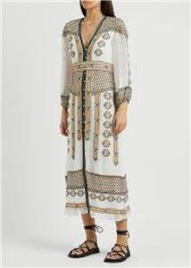VERONICA BEARD JULIANNA EMBROIDERED BUTTON FRONT MIDI DRESS