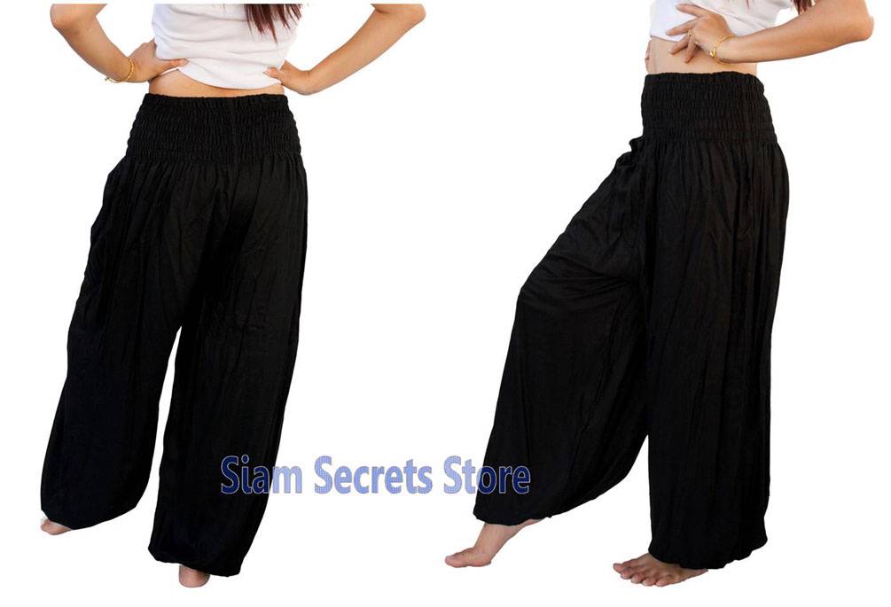 New Harem Yoga Pants Smocked Aladdin Baggy Beach Trousers Genie Style ...