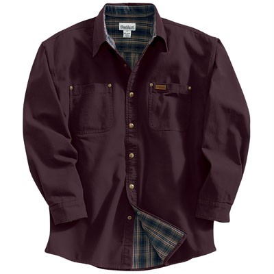 Men Carhartt Shirt Jacket Flannel Lined Burgundy Port | eBay