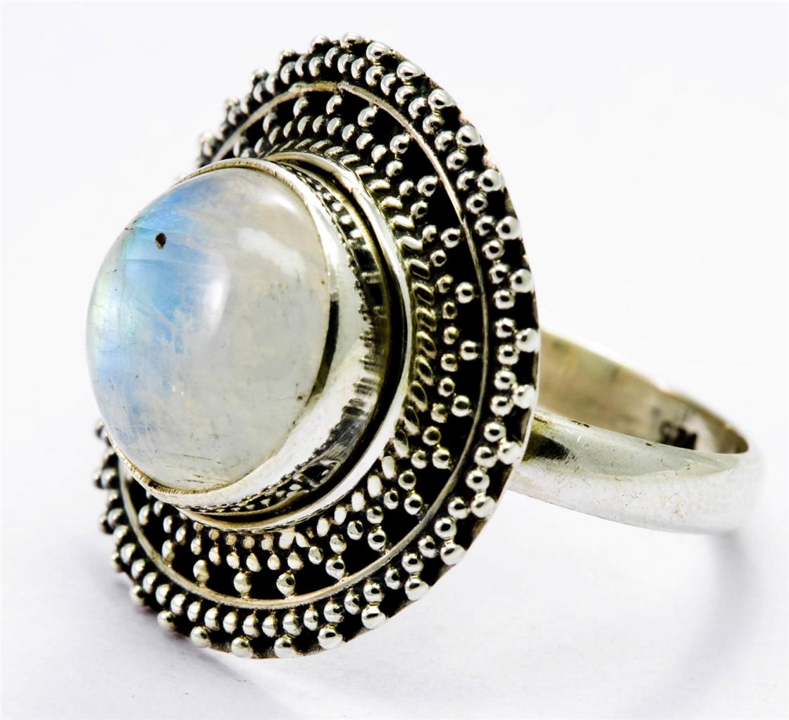 RAINBOW MOON STONE RING SOLID 925 STERLING SILVER JEWELRY SIZE 6.5 ...
