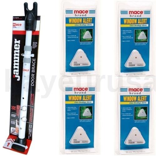 Mace-Brand-Home-Security-Door-Jam-Bar-4-Window-amp-Glass-Break-Alarms-Package