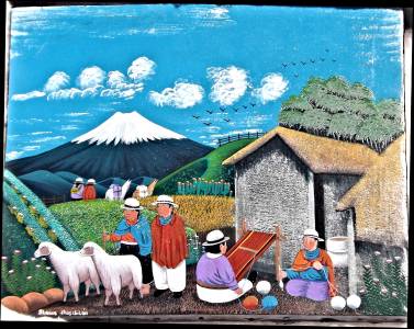 Tigua Art of Ecuador Indigenous Art on Sheepskin by Blanca Chugchilan ...