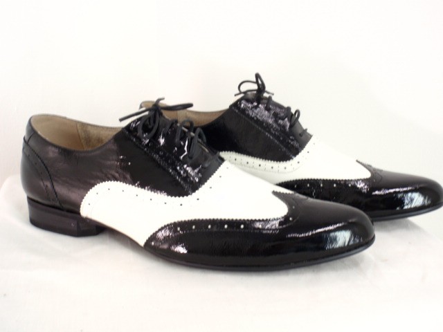 MEN'S Patent Leather Black AND White Wedding Shoes NEW Dance Formal ...
