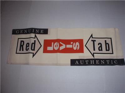 Vtg Levi Store Advertising Red Tab Jeans 35 X 12 Cloth Banner