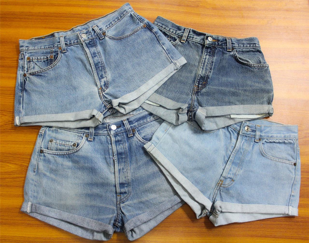 WOMEN VINTAGE LEVIS 501's RED TAB HIGH WAISTED TURN UP DENIM SHORTS ...