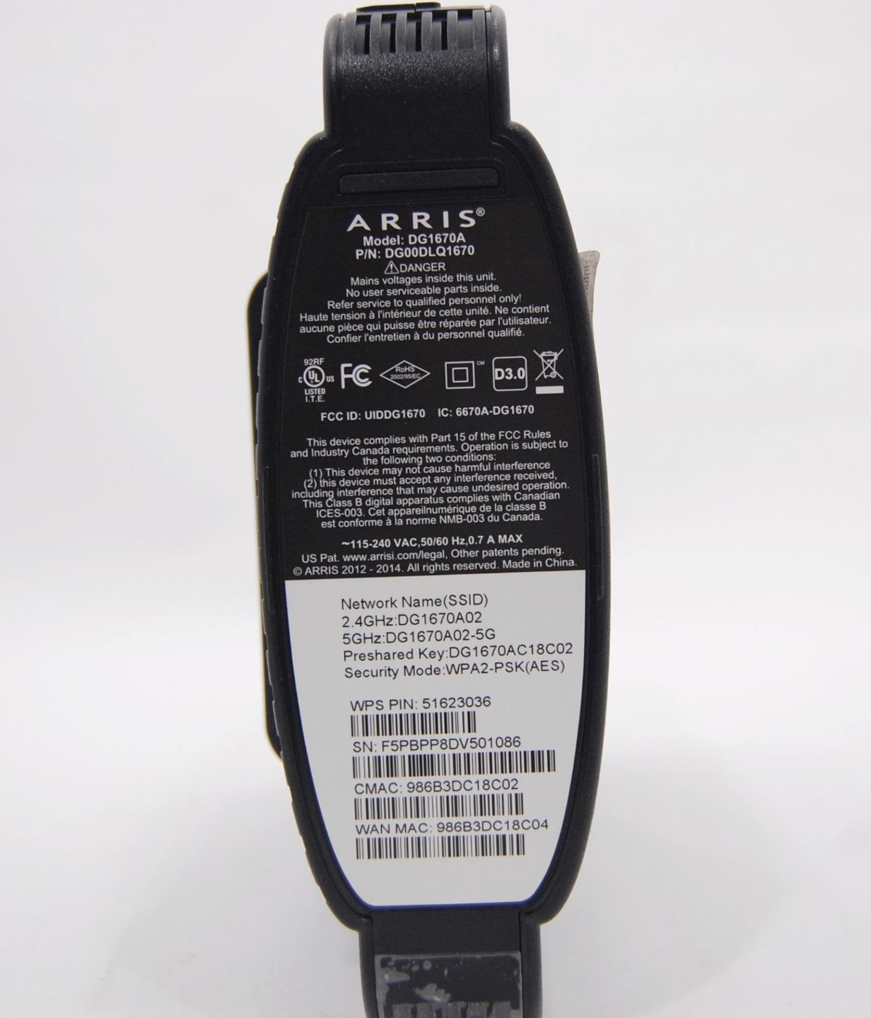 Arris DG1670A Data Gatway Modem Router Docsis 3.0 4 Port Dual Band 2