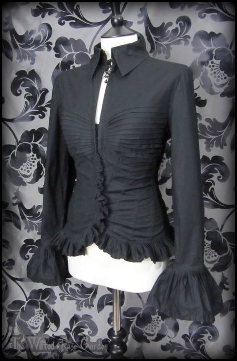Elegant Gothic Fitted Frill Wide Cuff Corset Blouse 12 Romantic Goth ...