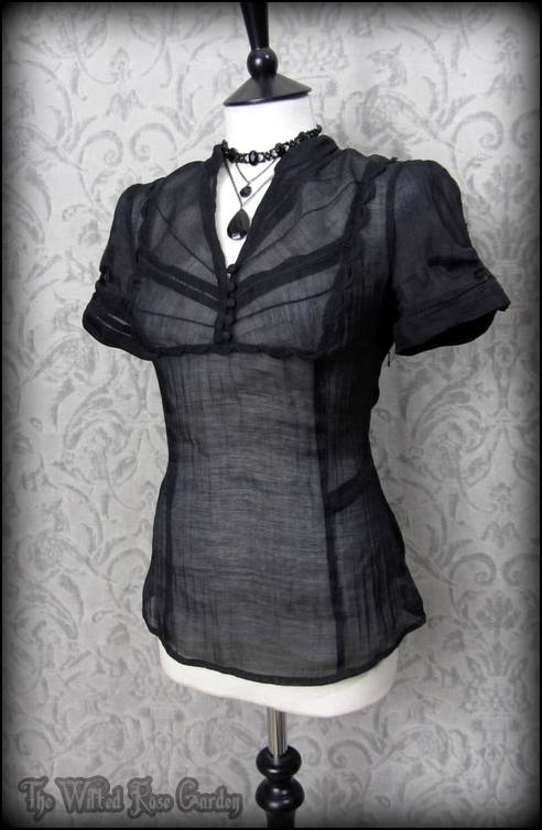 Gothic Victorian Black Sheer High Collar Top 12 Vtg Goth Dolly ...