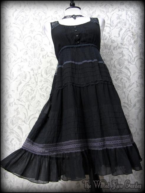 Black Mauve Frilly Lace Tiered Gypsy Mini Dress 12 14 Romantic Bohemian ...