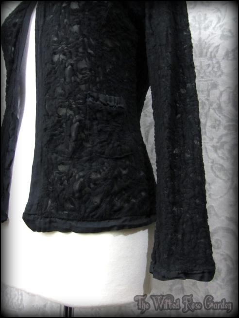 Shabby Victorian Prim Gothic Black Flocked Lace Cardigan Top M 10 ...