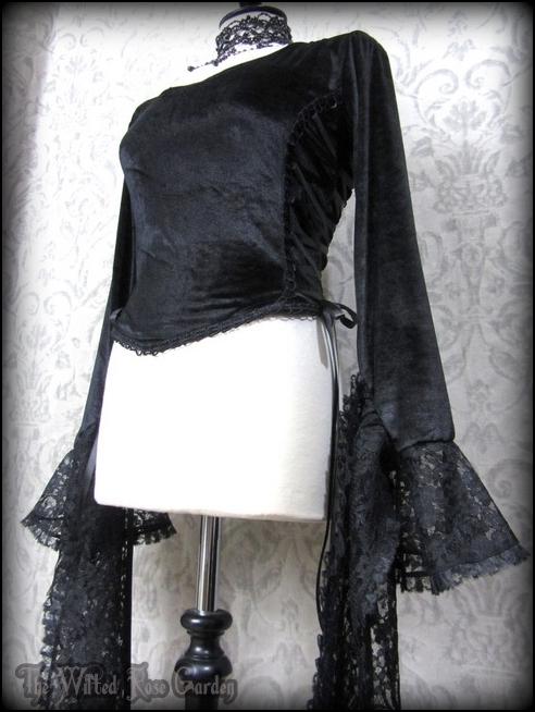 Traditional Gothic Black Velvet Lace Corset Style Top XL 14 Vampire ...