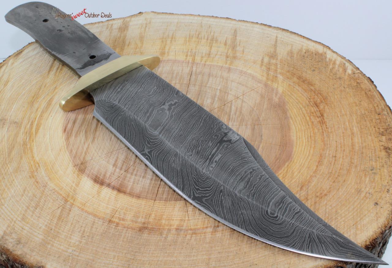 13.25" Damascus Steel Bowie Blank Custom Knife Making Skinning Hunting