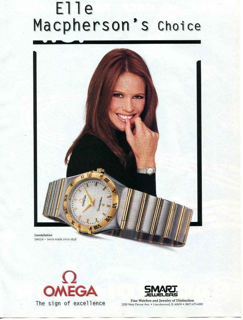 OMEGA CONSTELLATION WOMAN'S WATCH - SEXY ELLE MACPHERSON'S -FASHION PRINT AD - Picture 1 of 1