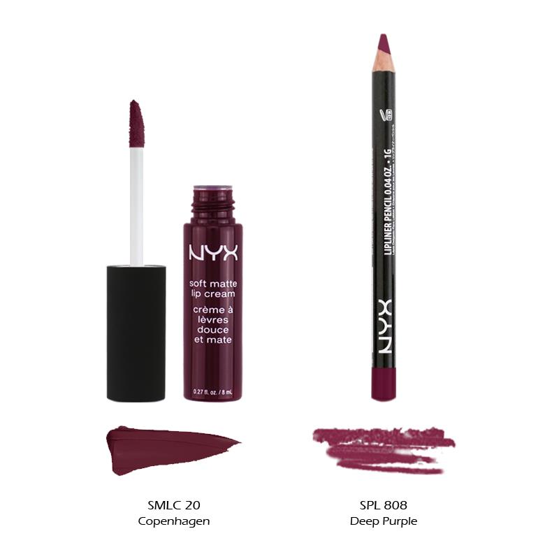 2 NYX Soft Matte Lip Cream 20 Copenhagen + Slim Lip pencil 808
