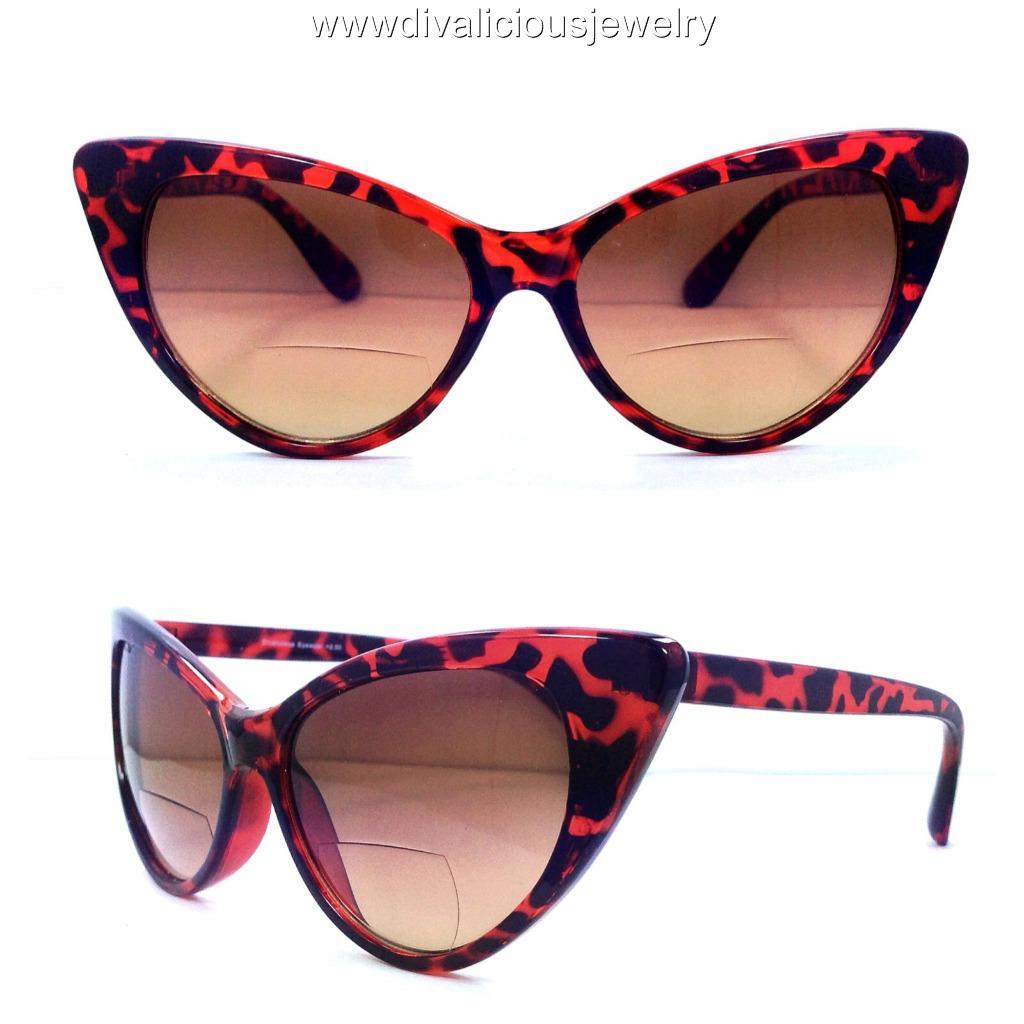 Divalicious Eyewear Over Sized Cat Eye Bifocal Sun Readers Glasses - 5 ...