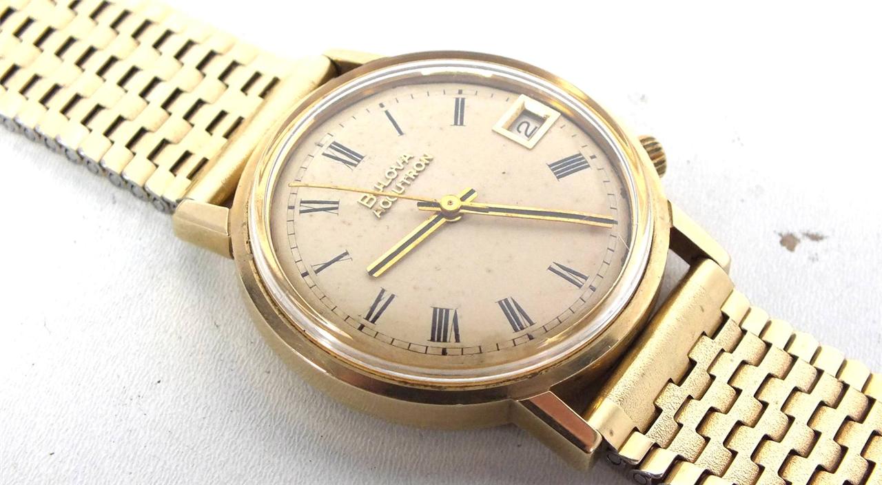 Solid Gold Bulova Watch - Bulova Accutron Tuning Fork Wristwatch Cal ...