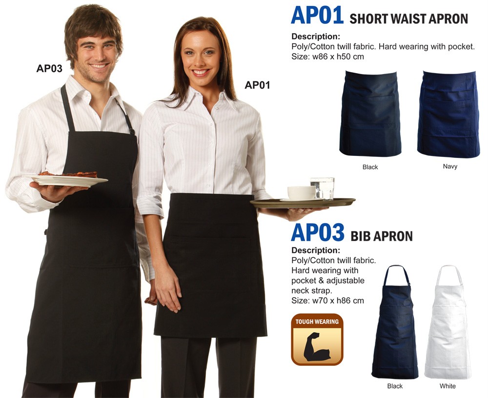 Short Waist Chef Aprons / Kitchen Aprons / Waiter Aprons With Pocket