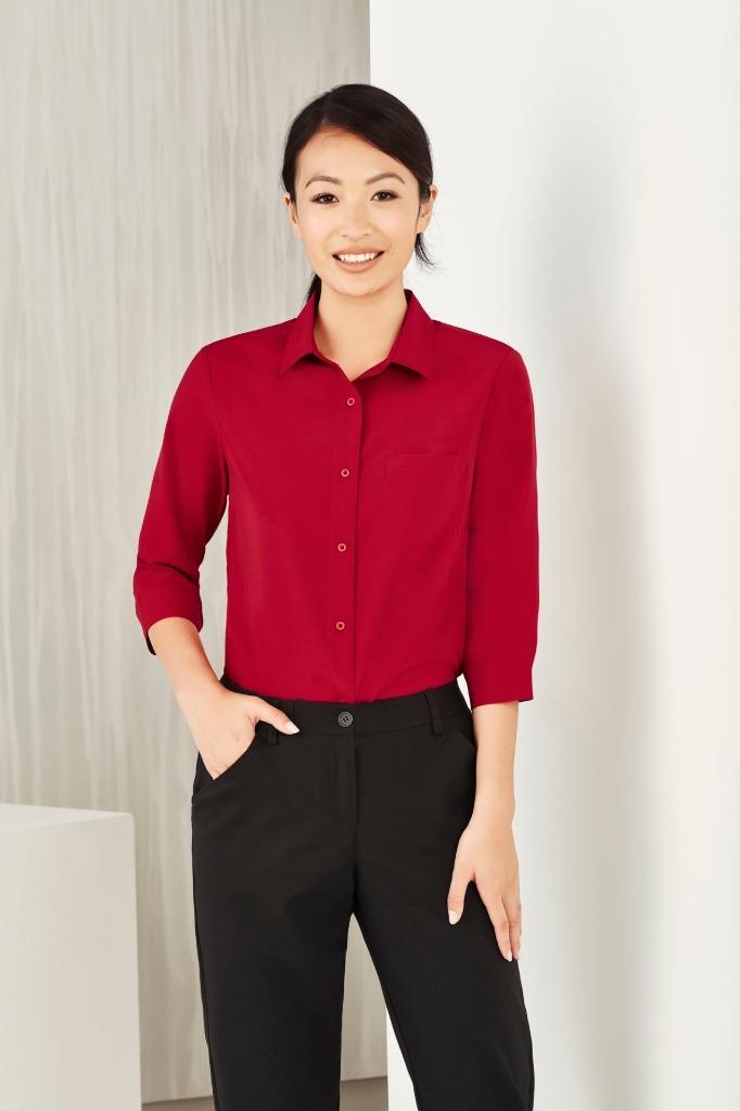 5 x Womens Stretch 3/4 Sleeve Shirt Top Nurse Health Uniform Ladies Soft CS951LT - Picture 5 of 7